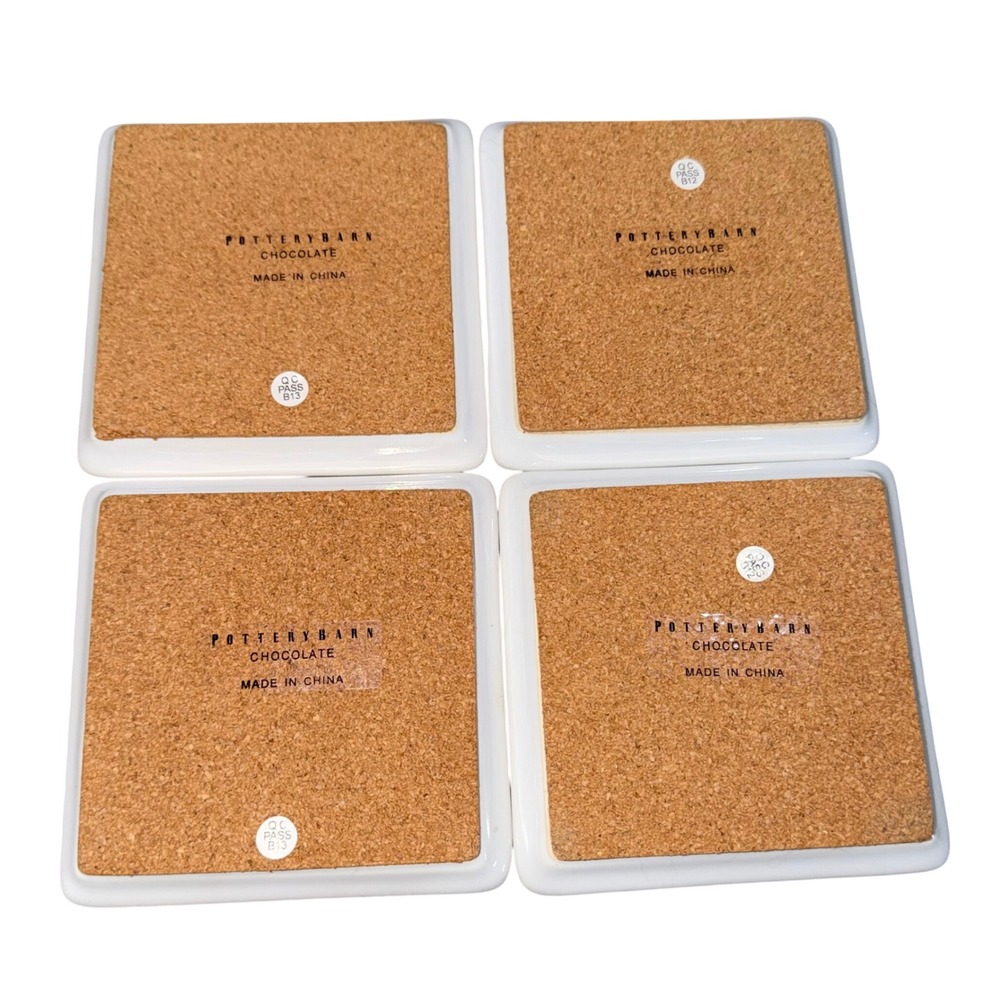 Pottery Barn Chocolate Delespaul-Havez Ceramic Coaster Set of 4‎ Vintage French - Picture 2 of 6